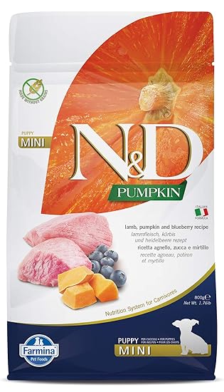 Farmina NandD Grain Free Pumpkin Lamb and Blueberry Puppy Food, 0.8 kg (Mini)