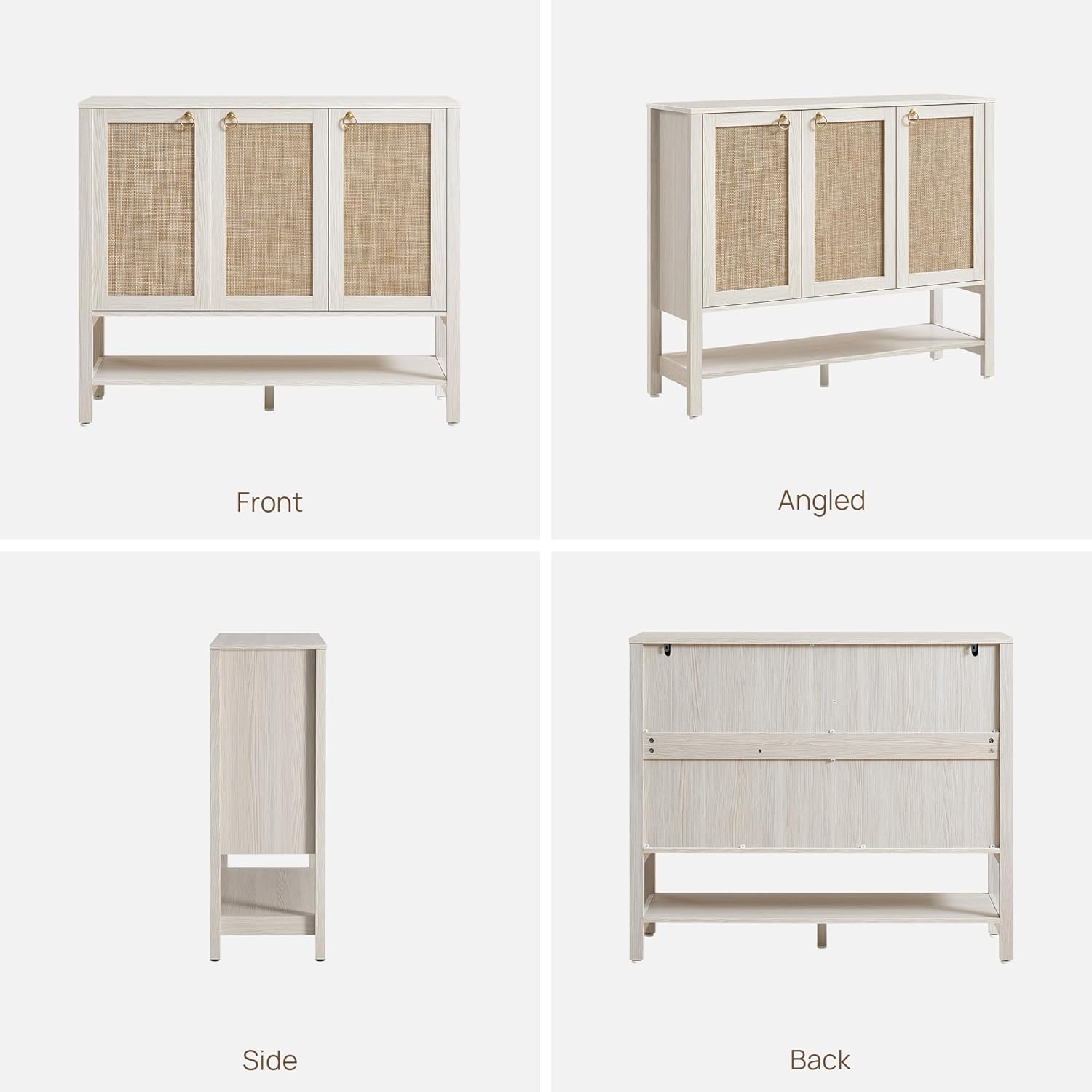 SICOTAS Rattan Shoe Cabinet with Storage - 30 Pairs Boho Shoe Organizer with 3 Doors & Adjustable Shelves, Large Farmhouse Shoe Rack Cabinet for Entryway, Hallway, Living Room (White)
