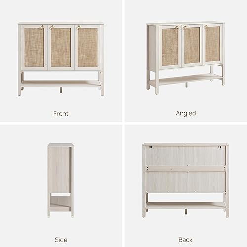 Miniatura 9 de SICOTAS Zapatero de ratán con almacenamiento, 30 pares de organizadores de zapatos bohemios con 3 puertas y estantes ajustables, armario grande para