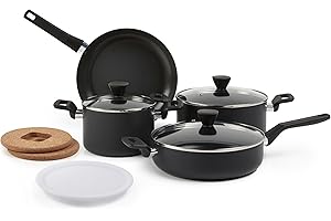 Amazon Basics 10-Piece Hard-Anodized Nonstick Stackable Cookware Pots and Pans Set