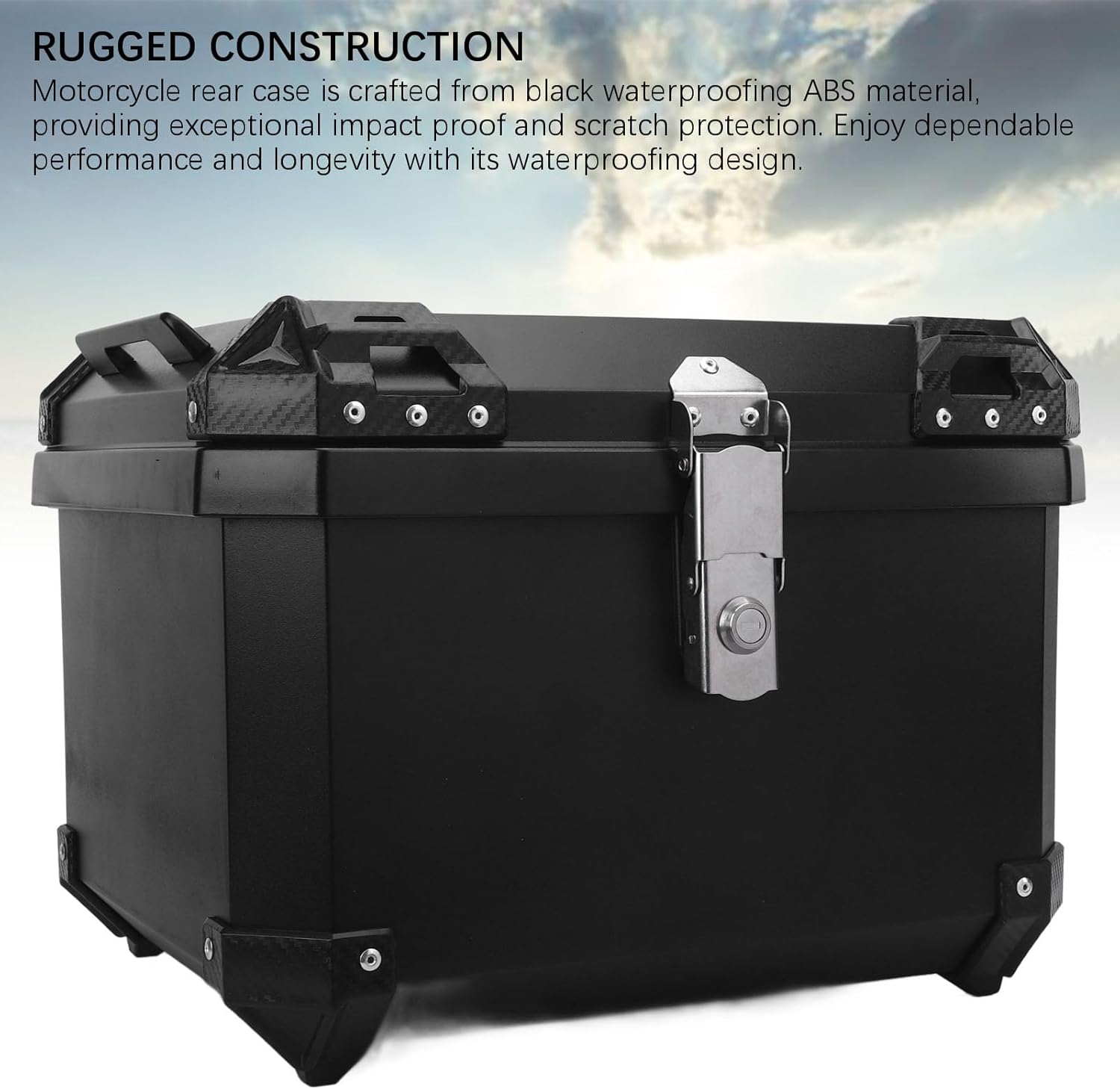 バイク専用 57L トランク テールボックス 防水仕様 リアケース ヘルメット収納可能 ステンレス製ラッチ2本付き ブラックカラー