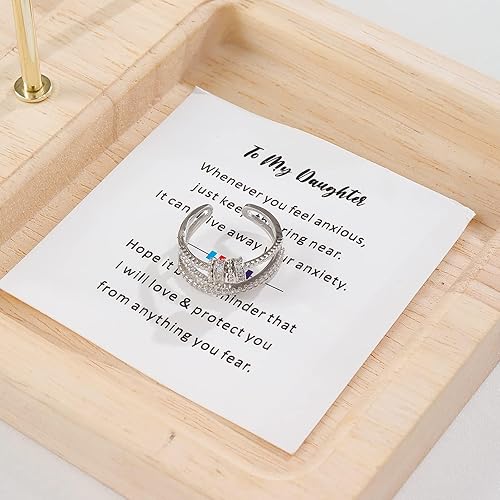 Miniatura 4 de Para Mi HijaHermanaEsposaMamá Anillo de Girar para Hija Regalos de Mamá Anillos Ajustables para Ansiedad Joyería de Regalo