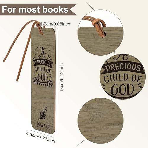 Miniatura 3 de Chunful 20 marcapáginas de madera con versículos bíblicos de Navidad, regalos inspiradores para mujeres y hombres, 5 x 2 pulgadas