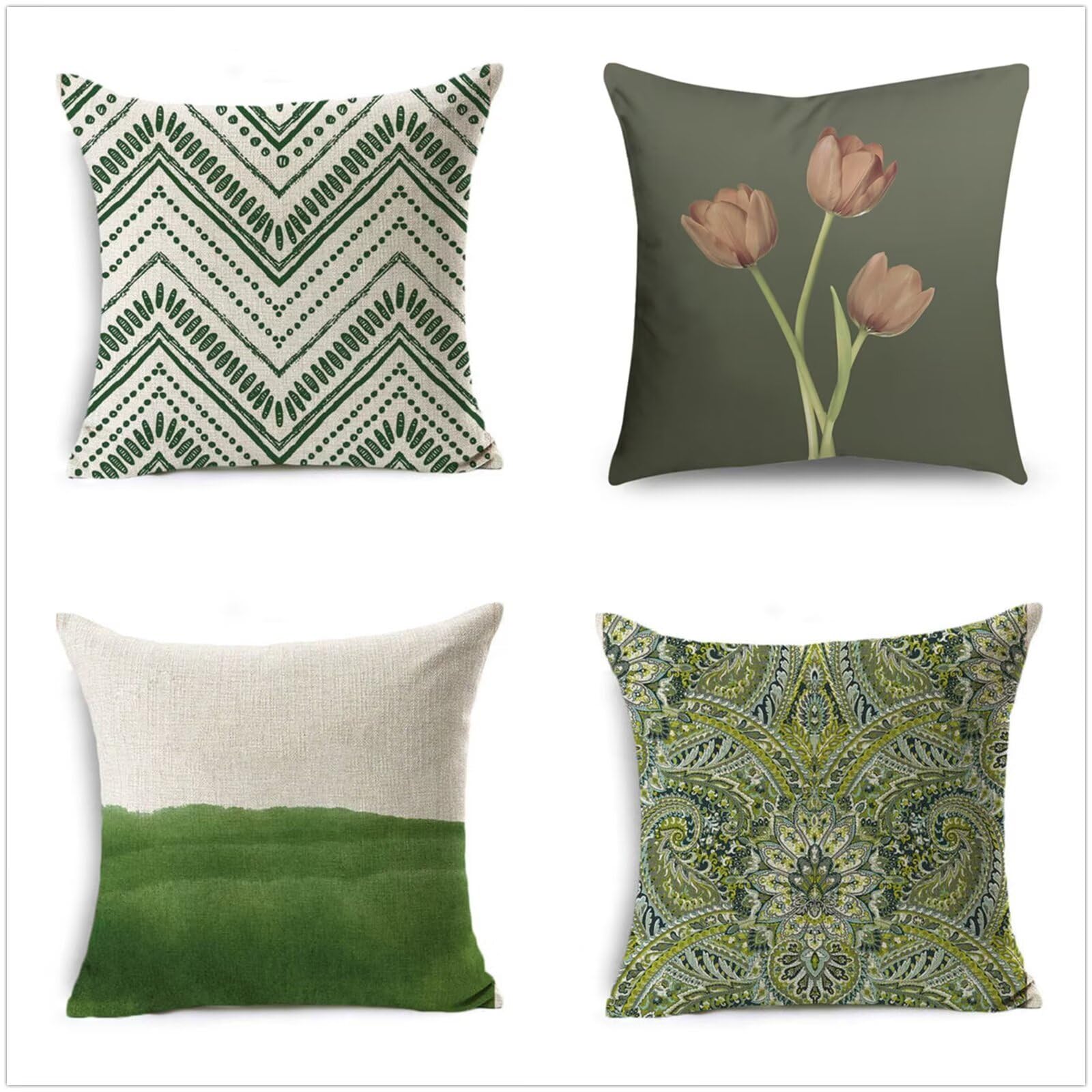 verde de la vendimia 4 pcs Fundas de Cojín,50x50cm Square Double Sided Super Soft Cojines Navideños,Funda Almohada Decorativa para Invierno,para Sofá Coche Cama Sillas Decoracion Hogar Cojines P1-136