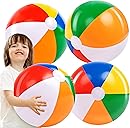JOYIN 4-Pack 20" Beach Balls - Large Rainbow Beach Ball Inflatable Pool Toys for Party Supplies Decorations, Adults Kids Birthday Luau Summer Beach Water Games Beachball Party Favors