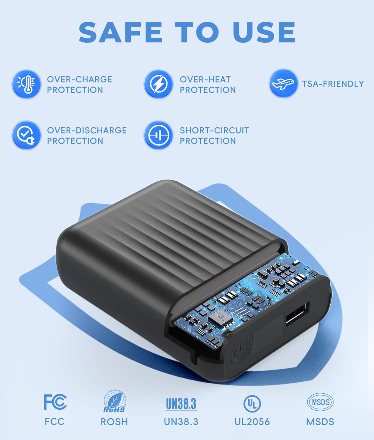 Topdot 12V/5V 2A 18400mAh Heated Jacket Battery Pack Compatible with SOLJIKYE, Wulcea, Genovega, Portable Power Bank for USB 5V Heated Vests, Jackets, Pants with Digital Display(NOT for 7.4V) - Image 7