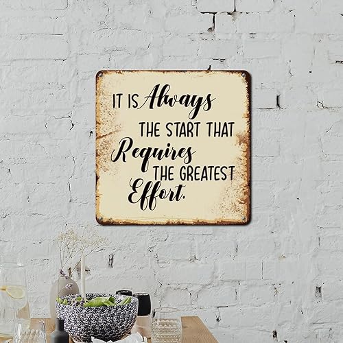 Miniatura 5 de ArogGeld Tin Sign It is Always The Start That Requires The Greatest Effort Metal Tin Sign Spiritual Heart Warming Home Sign Wall Decor Bright Metal