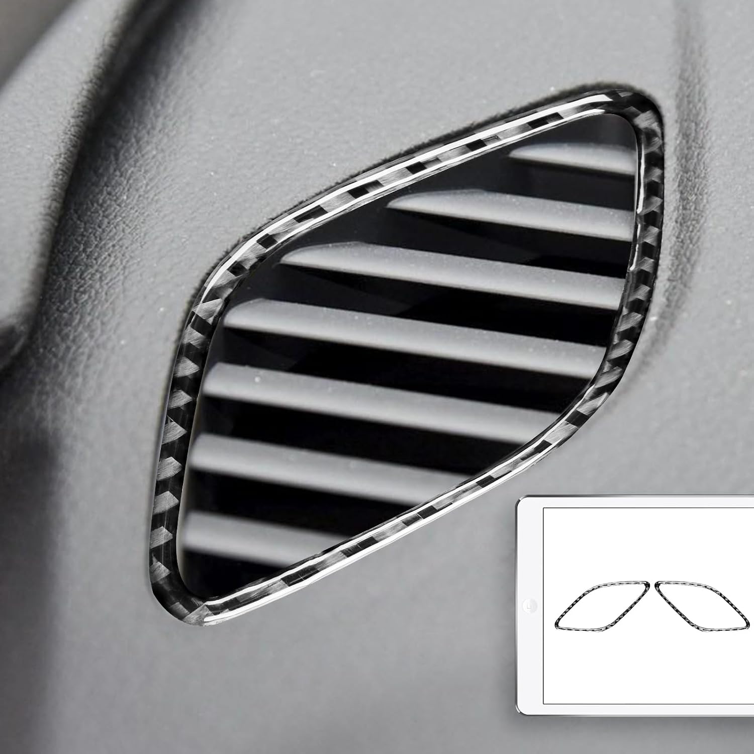 Real Premium Carbon Fiber Sticker Compatible with Audi A3 S3 RS3 8V 2013 2014 2015 2016 2017 2018 2019 Car Dashboard Sides defogging air Vent Decor Auto Interior Accessories Trim Black