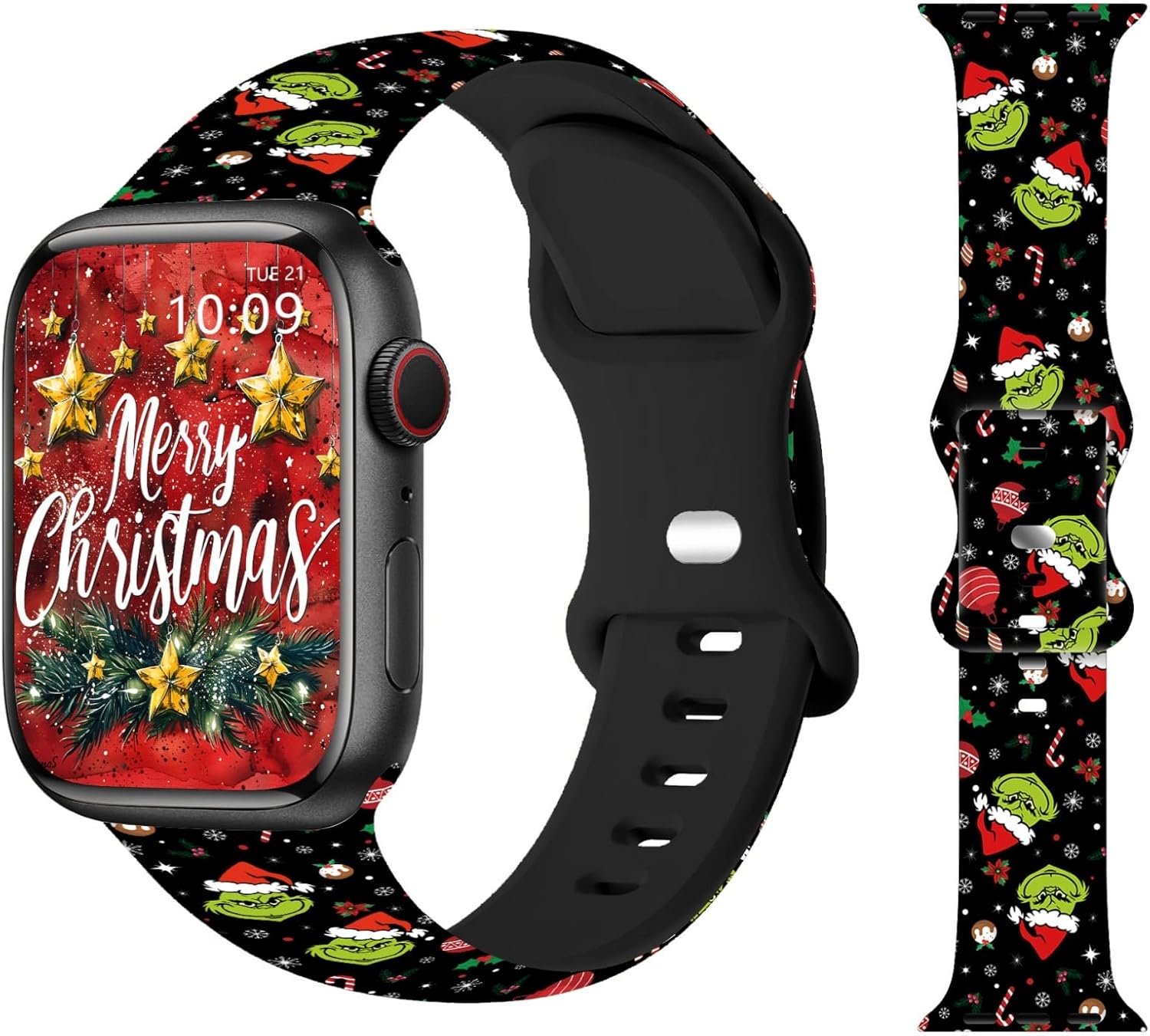 Chirstmas Halloween Band Compatible with Apple Watch Bands 40mm 38mm 41mm 44mm 45mm 42mm 49mm Women Men,Soft Wristband Waterproof Replacement Sport Strap for iWatch Bands Series 9 8 7 6 5 4 3 2 1 SE Ultra