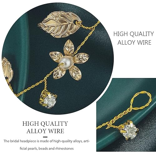 Miniatura 6 de Yean Diadema de novia para el pelo de la boda con hojas doradas, accesorios de novia para mujer (dorado) (dorado)