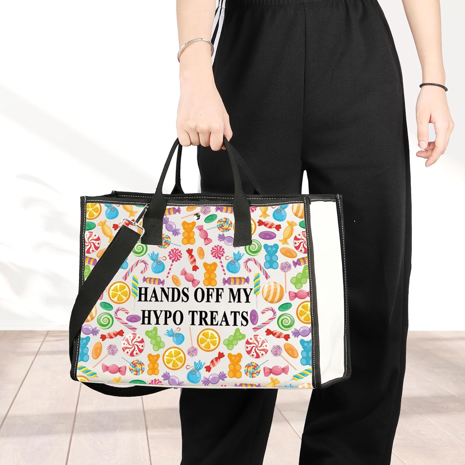 JNIAP Type 1 Diabetes Snack Bag Emergency Snacks Kit Hands Off My Hypo Treats T1D Warrior Gift Diabetic Supply Kit (HANDS OFF Tote)
