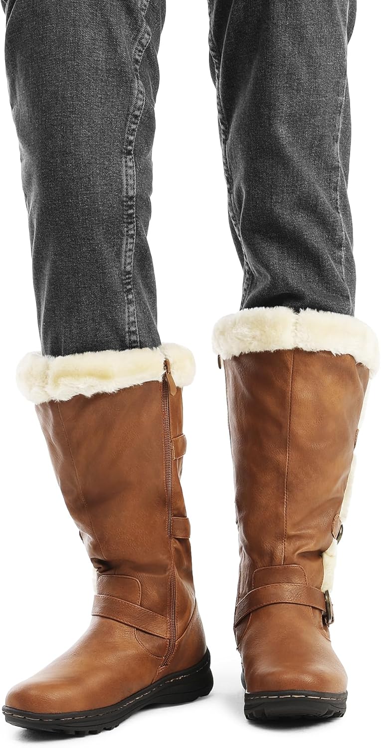 DREAM PAIRS Women's Knee High Boots Thick Faux Fur Lined Winter Snow Warm Boots with Zipper