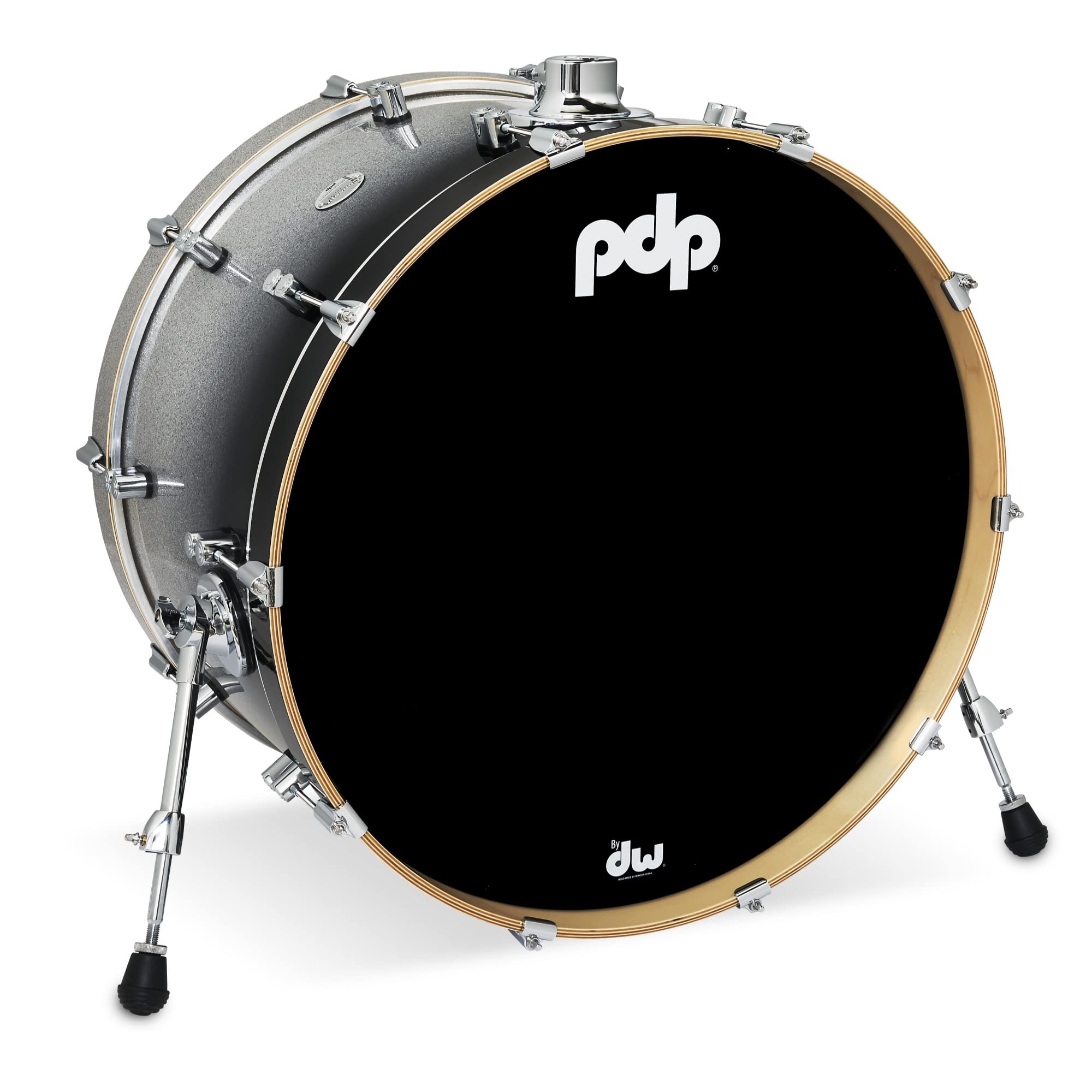Pacific Drums Concept Maple Bass Drum, 24" x 14", Silver to Black Fade Lacquer