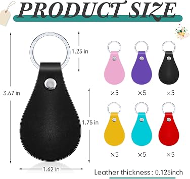 Taiyin 30 Pcs Leather Key Fob Kit PU Leather Keychain Blanks, Assorted