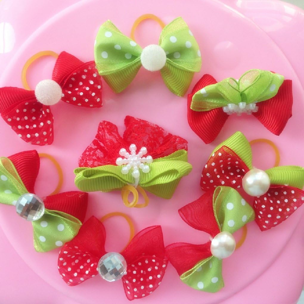 The Crafty Owl Designer Dog Christmas BowsSet of 8 Mixed Designs Pet Supplies