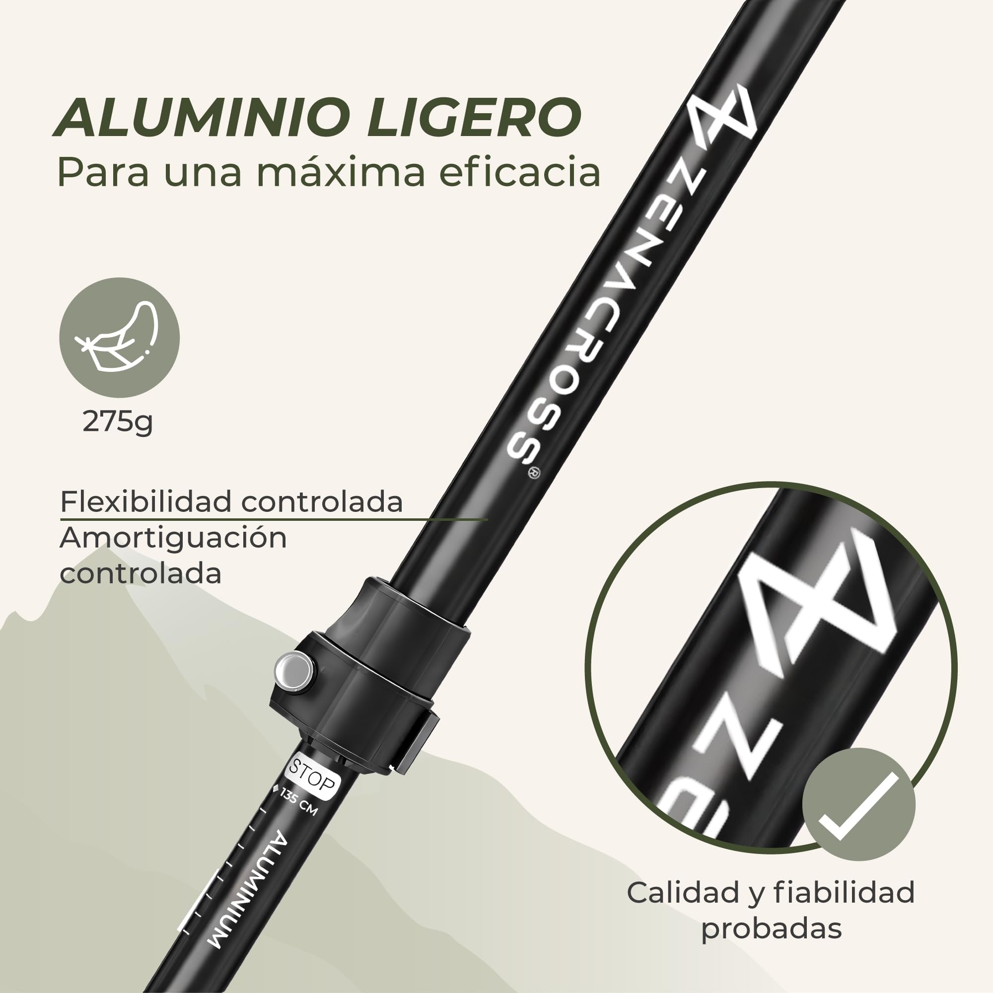 Bastones Trekking Telescópicos Carbono o Aluminio - Bastones Senderismo para Hombre y Mujer, Ultraligeros - Palos Senderismo con Mango de Corcho Natural