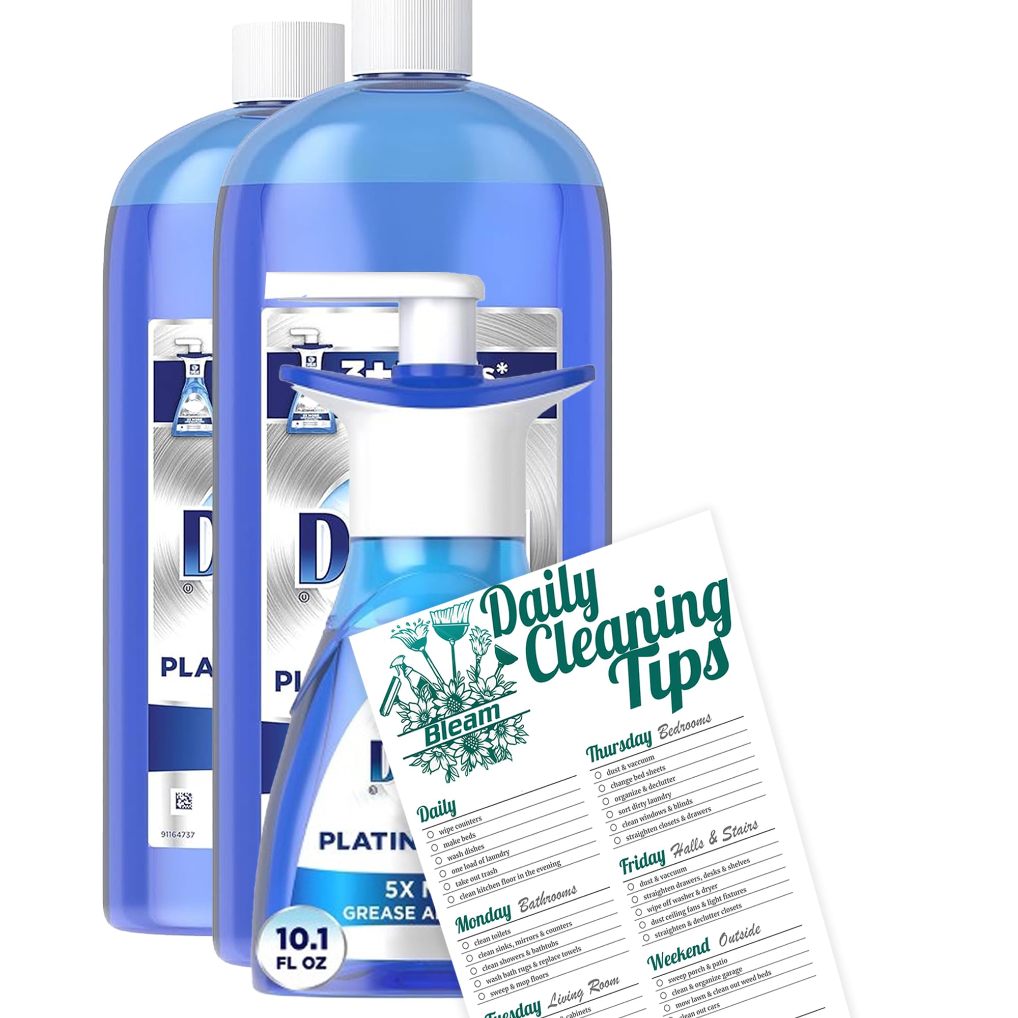 Bleam Cleaning Platinum Dish Soap Bundle - 2 Platinum Erasing Foam Refills 30 9 Oz Each And Ultra