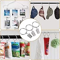 Vista 6 de 44 piezas de anillos de cortina con clips y ganchos, anillos colgadores de cortina de acero inoxidable plateado de 1 pulgada con clips colgadores