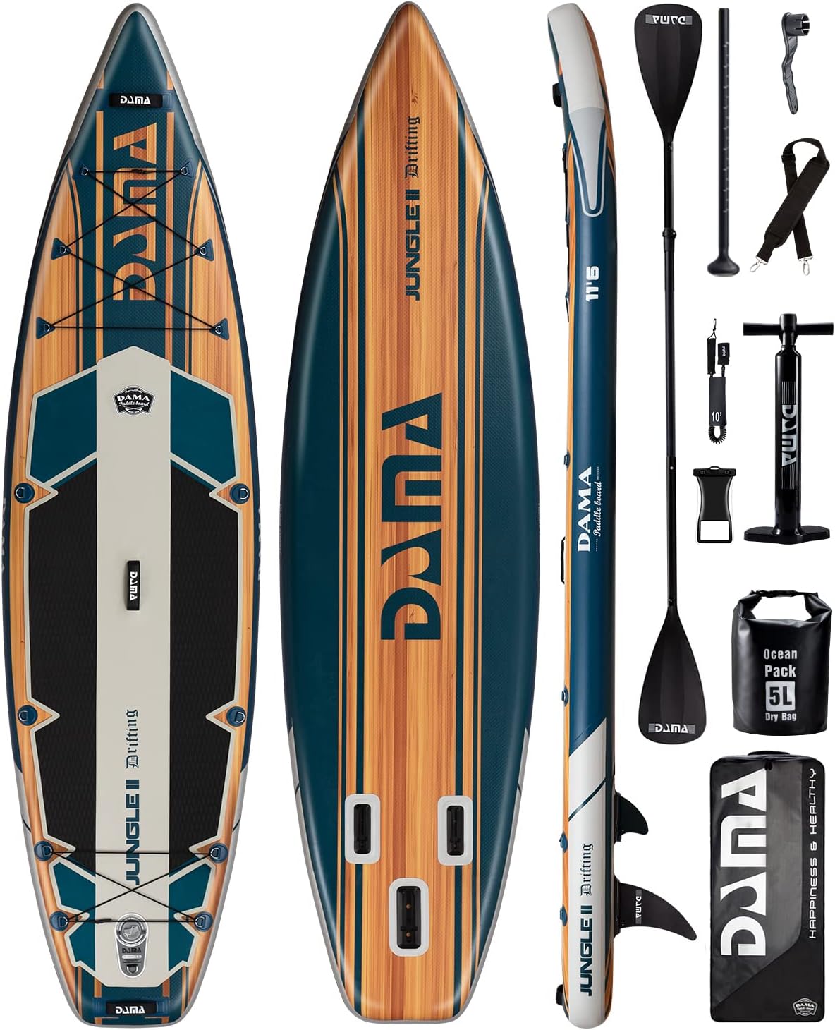 DAMA 11'6"*34"/11'*34" Inflatable Stand Up Paddle Board, Yoga Board for Lake sea Ocean River 2+1 People Extra with sup Board About 400lbs Capacity