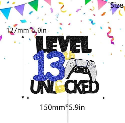 Miniatura 2 de Decoración para pastel de cumpleaños número 13 para adolescentes, fiesta de cumpleaños nocturna de videojuegos para niños o niñas, fiesta de