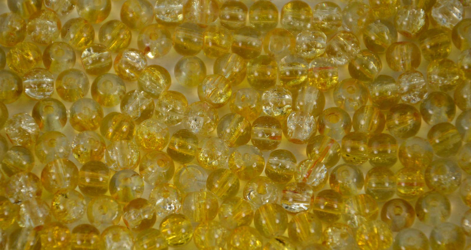Crackle Glass Beads - 6mm - Colour Choice - Craft Jewellery Bracelet Necklace Making Bead (Yellow + Clear, 10 Packs)