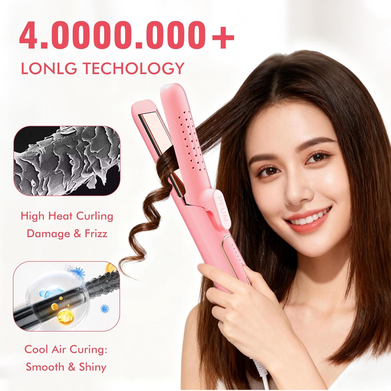 2 in 1 Hair Straightener and Curler, Dual Voltage & Adjustable Temps 360° Curling Wand - Titanium Flat Iron Hair Straightener for Long-Lasting Curls and Straightener, Airflow Styler Curling Iron - Image 4