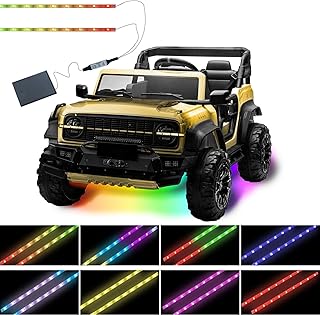 LED Lights for Power Wheel,(2 Strip) Can Be Cropped,Kids Electric Car Accessories,Under Light for Power Wheels,Waterproof,for Boys and Girls Car Decor,Black Wires Style