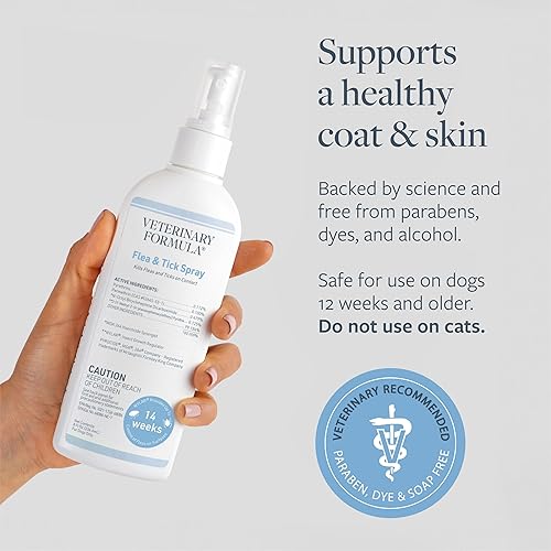 Miniatura 4 de Veterinary Formula Pulverizador para pulgas y garrapatas para perros, 8 onzas  Pulverizador de pulgas fácil de usar, mata al contacto, evita el