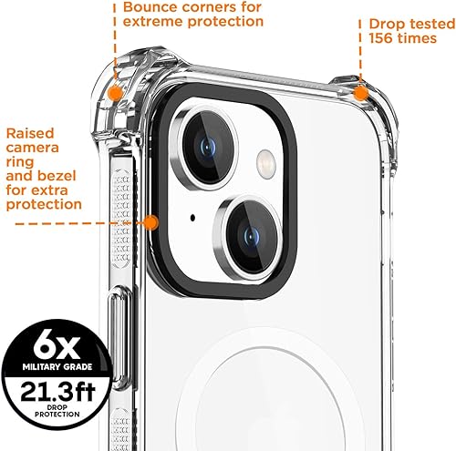 Miniatura 4 de AICase Funda Bounce compatible con iPhone 15 transparente compatible con MagSafe, protección contra impactos a prueba de golpes no amarilla