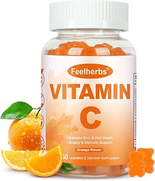 Chewable Vitamin C Gummies 240mg, Natural Orange Flavor Vitamin C for Adults Energy & Immune Support with Collagen, Glutathione, Zinc & Omega-3, 60 Counts