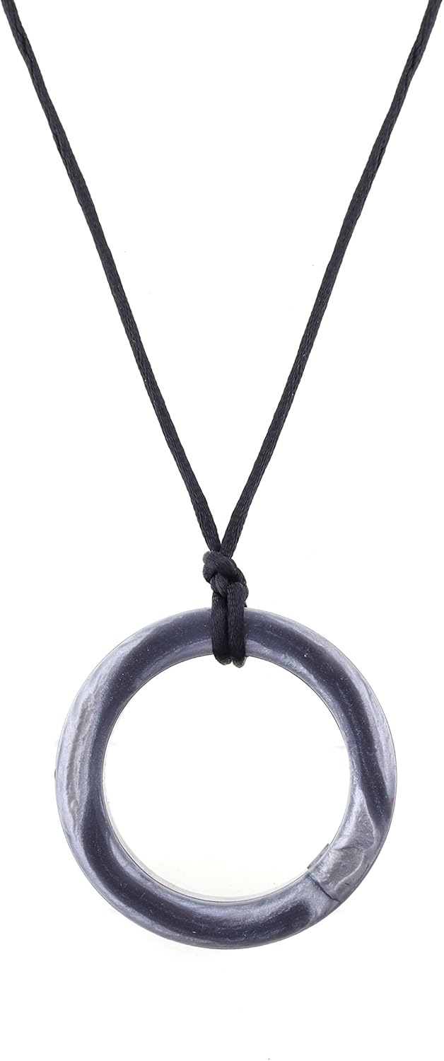 Chewigem Sensory Chew Realm Necklace – Stylish Chewlery Toy for Autism & ADHD – Silver | Oral Motor Aid for Kids & Adults with SPD, Anxiety & Teething Needs