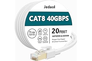Cat8 Ethernet Cable - Outdoor&Indoor 20 FT - Connect to High-Speed Internet, Extreme-Speed Performance