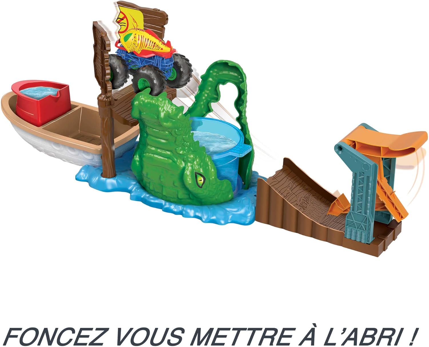 Hot Wheels Monster Trucks Color Shifters Play Set Track for Water Color Changing Toy Cars, Gift +4 Years (Mattel HGV14)