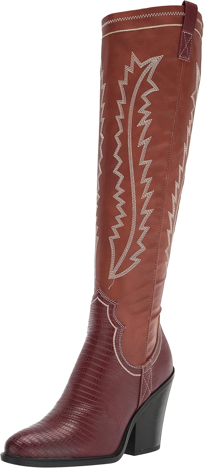 Franco Sarto Womens Glenice Knee High Boot Brown Synthetic 6.5 M
