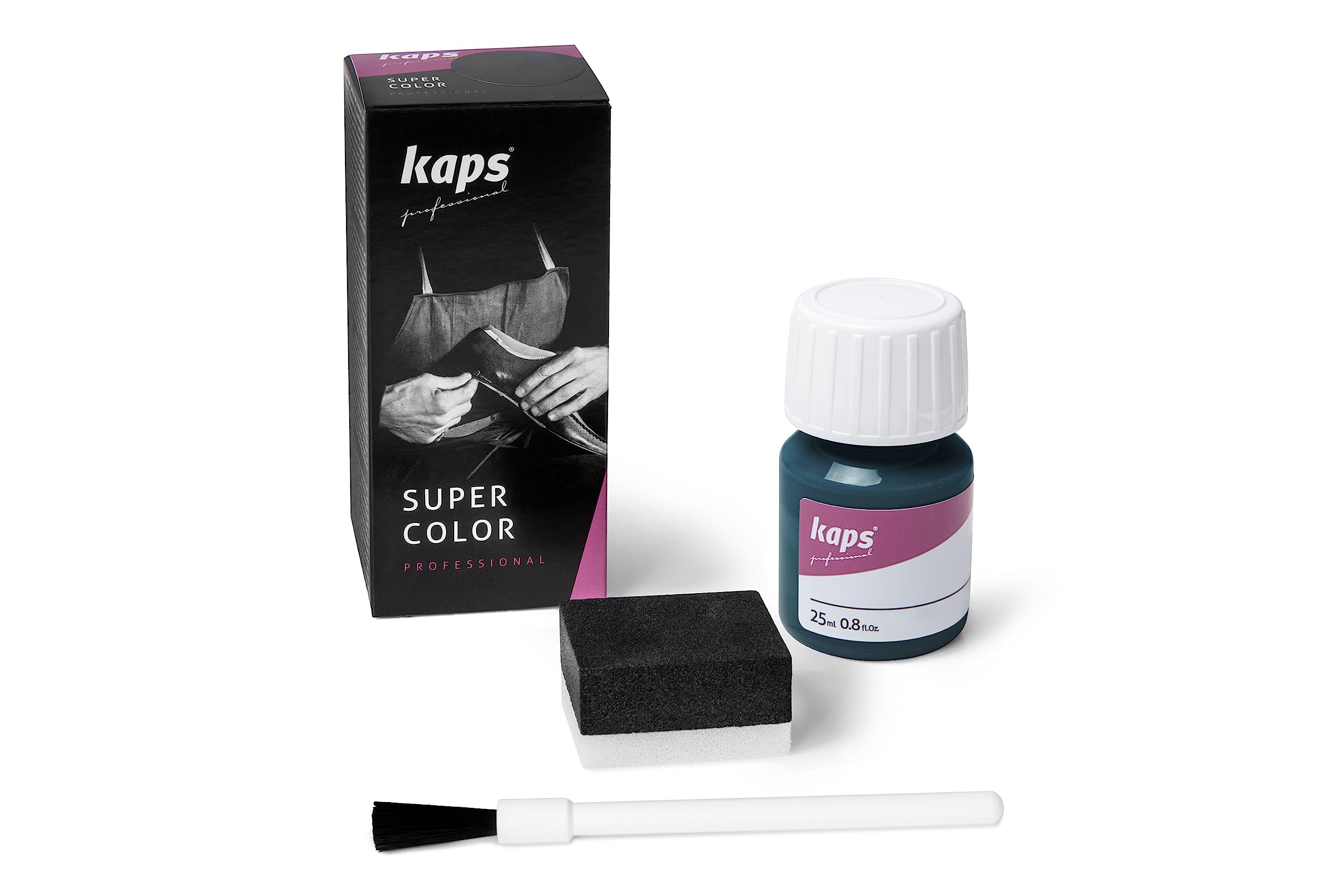 Tinte para Zapatos y Bolsos de Cuero y Textil con Esponja y Brocha, Kaps Super Color, 70 Colores (117 - azul marino) — view 23