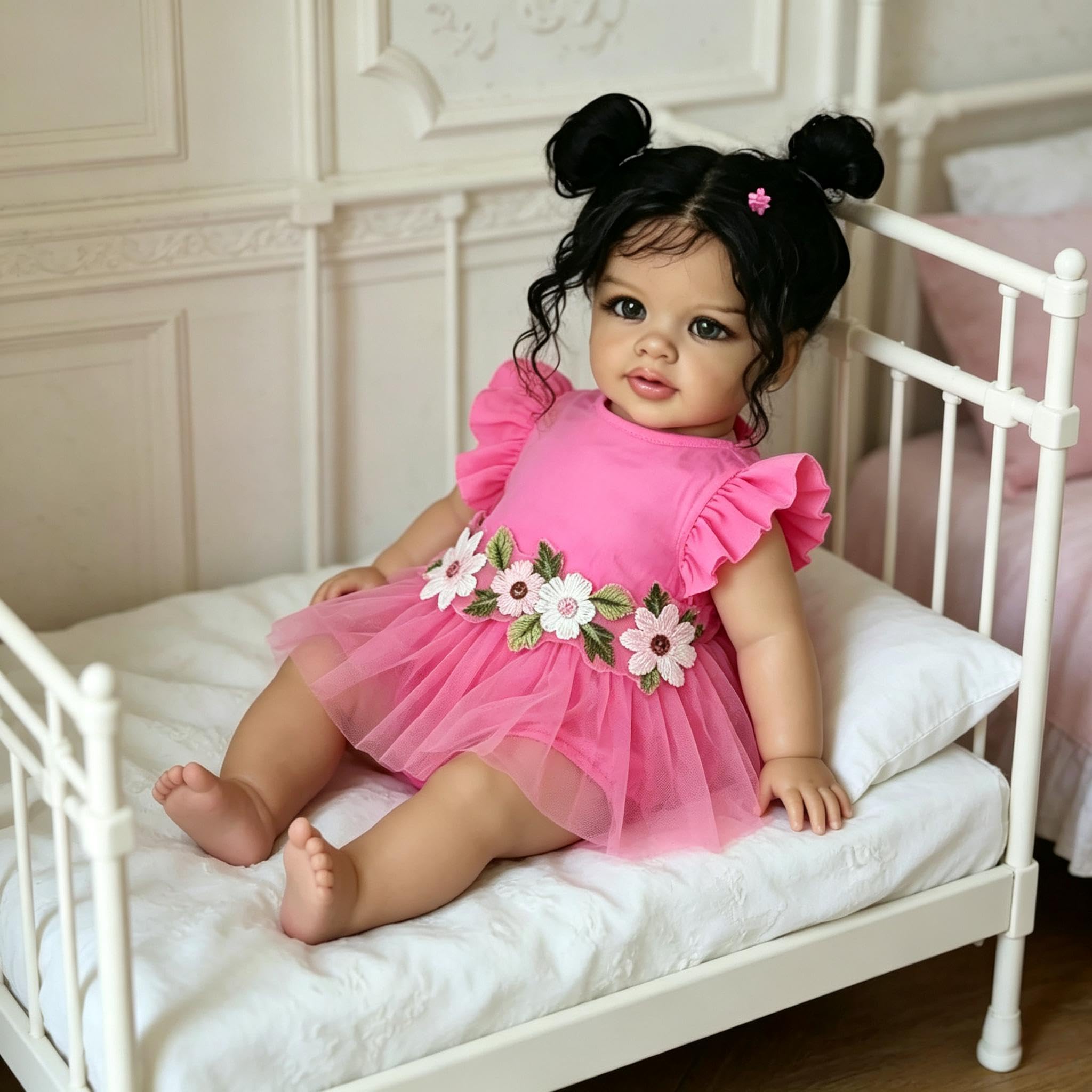 RXDOLL Afroamerykanin Reborn małe lalki czarna dziewczyna 66 cm duży rozmiar realistyczne lalki Reborn Baby Dolls miękka winylowa tkanina ciało prawdziwe życie laleczka bobas biracial realistyczna