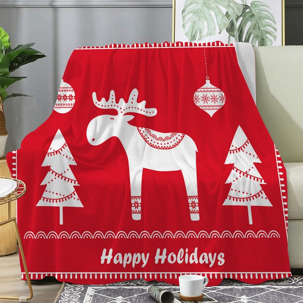Cadeau lettre G118 plaid polaire Noël rouge couverture chaude en peluche