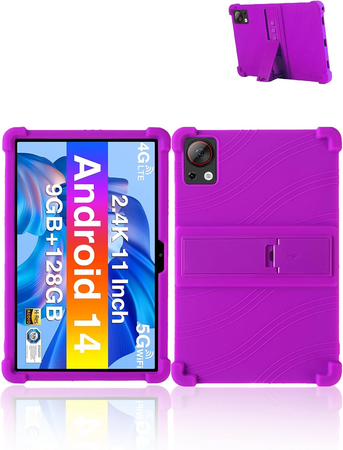 for DOOGEE T30SE 2024 Tablet 11'' Android 14,2.4K Display Tablet Model Case,Soft Silicone Adjustable Stand Cover Lightweight Kids Friendly,Purple.