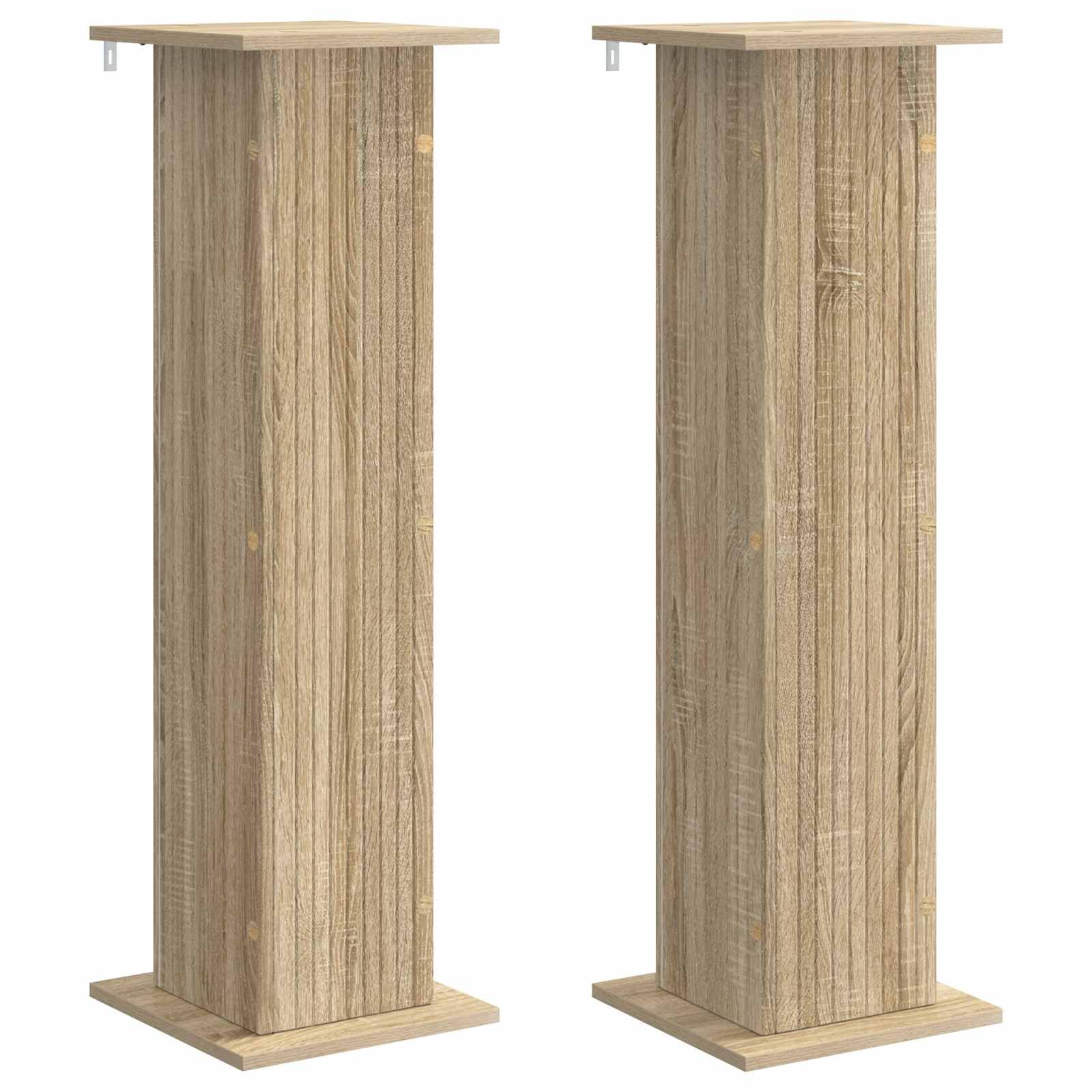 Pflanzenständer 2er Set, Blumenhocker aus Holzwerkstoff, Pflanzensäule für Zimmerpflanzen und Sukkulenten, Blumensäule Modern, Sonoma-Eiche 30,5 x 30 x 100,5 cm