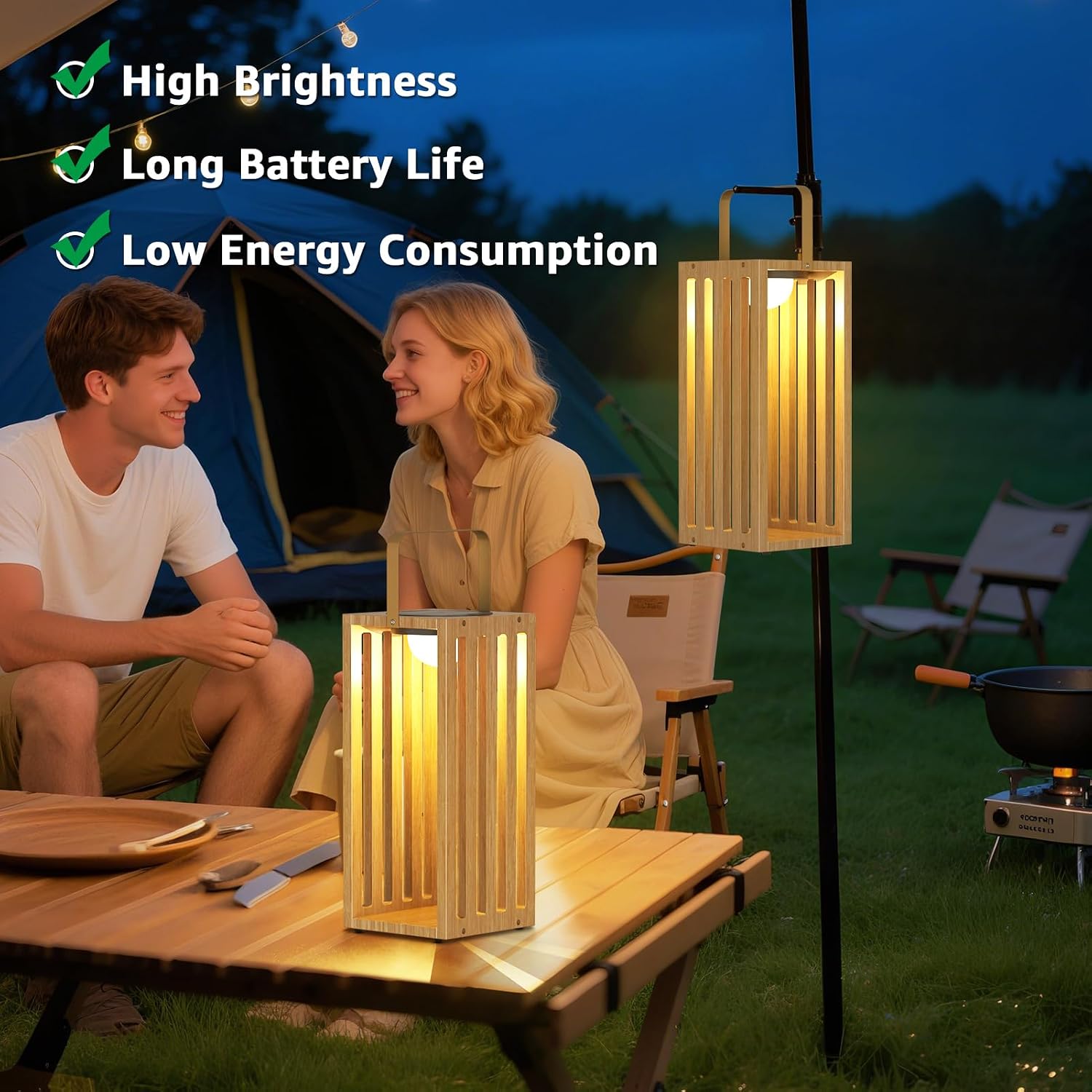 Solar Lantern Outdoor Waterproof IP44 Outside Lights LED for Patio Garden Decor Porch Yard Table Top Decorative
