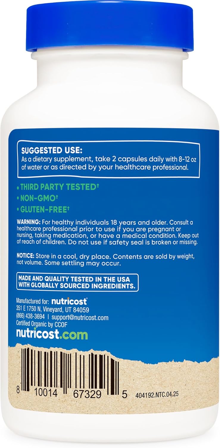 Nutricost Saw Palmetto 1000mg, 120 Capsules - CCOF Certified Made with Organic Saw Palmetto, Vegetarian Friendly, 60 Servings, 500mg Per Capsule, Gluten Free - Image 4