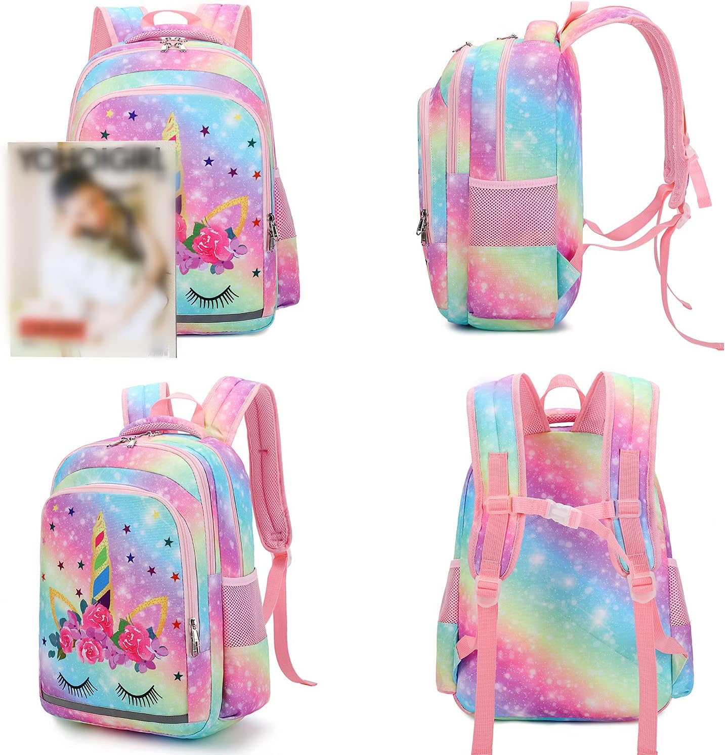 shimmer unicorn initial backpack
