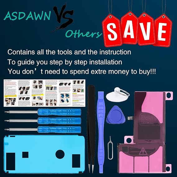 ASDAWN 3480mAh Battery for iPhone Xs Max (Not for X/XR/XS), Upgraded Higher Capacity iPhone Xs Max Battery Replacement for A1921 A2101 A2102 A2104 with Professional Tools + Installation Instruction