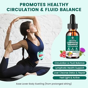 Lymphatic Drainage Drops - 11 in 1 Lymphatic Supplement for Immune, Lymph System & Liver Detox - with Echinacea, Horse Chestnut, Dandelion, Elderberry & Burdock - Raspberry Flavor, Vegan, 2 Fl Oz