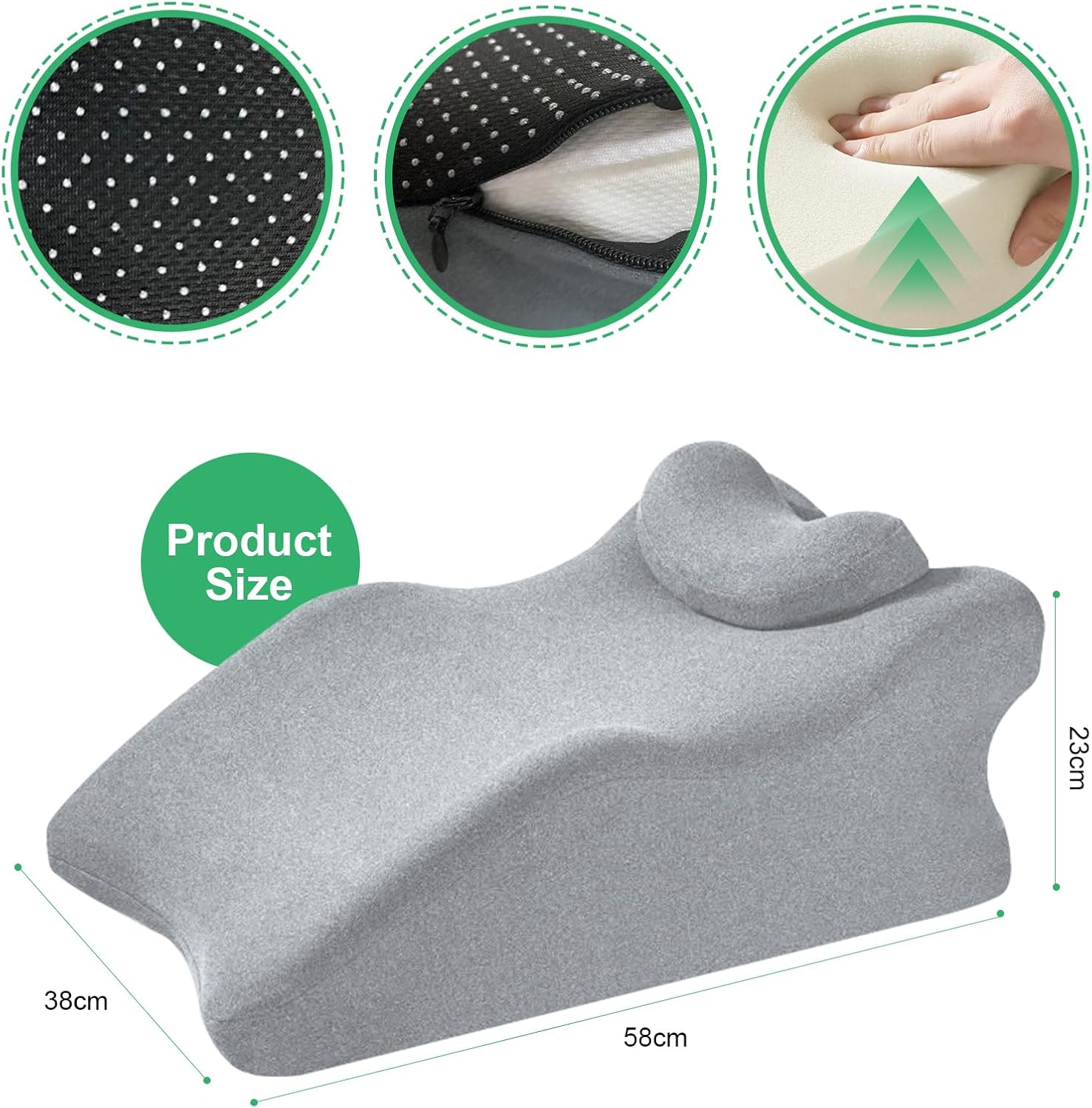 Widened Adult Intimacy Position Pillow for Couples, Sex Butt Cushion with Removable Small Support Pillow, Memory Foam for Sitting or Lying, Ideal for Home Use -Light Gray