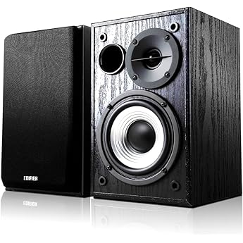 Edifier R980T Active 2.0 Speaker System Pair (24 Watt), 4 Inch PC Shelf Speaker, Studio Monitors for Computers, Black