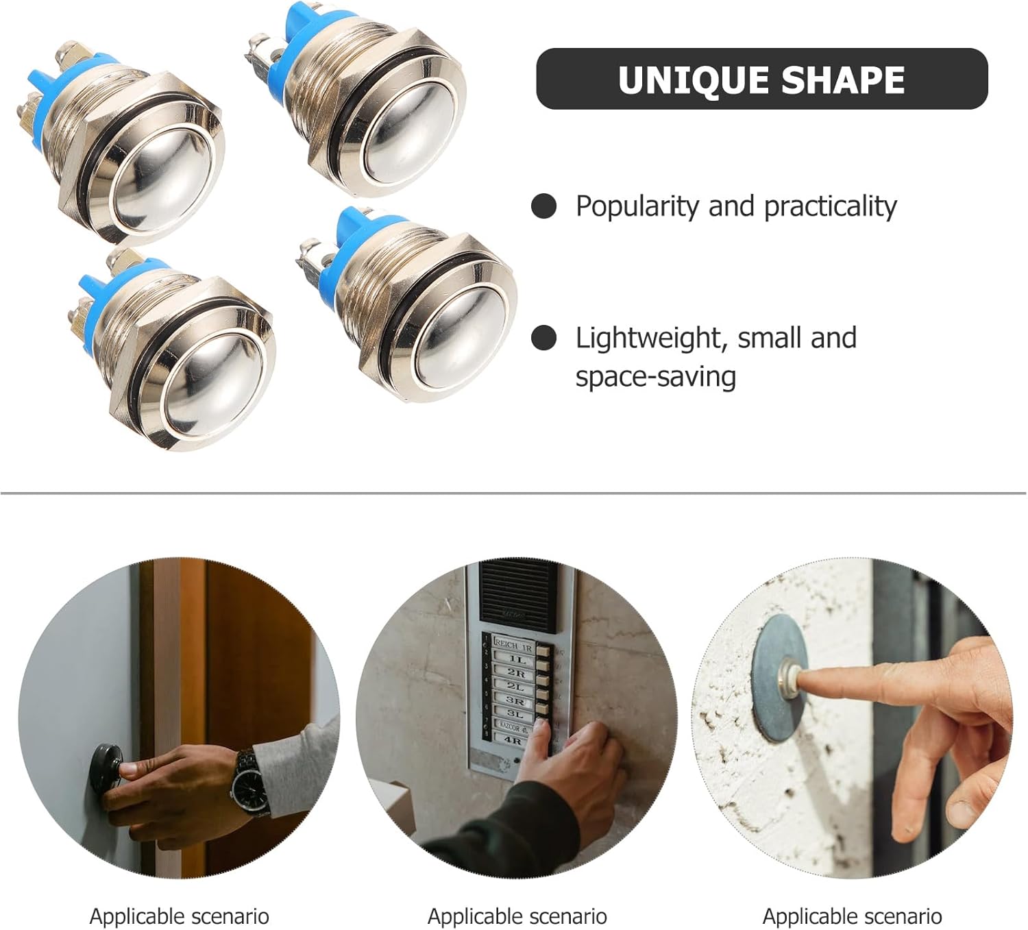 4pcs Doorbell Button Doorbell Chime Wired Door Switch Ringer Button for Home Component Universal Nickel-Plated Copper