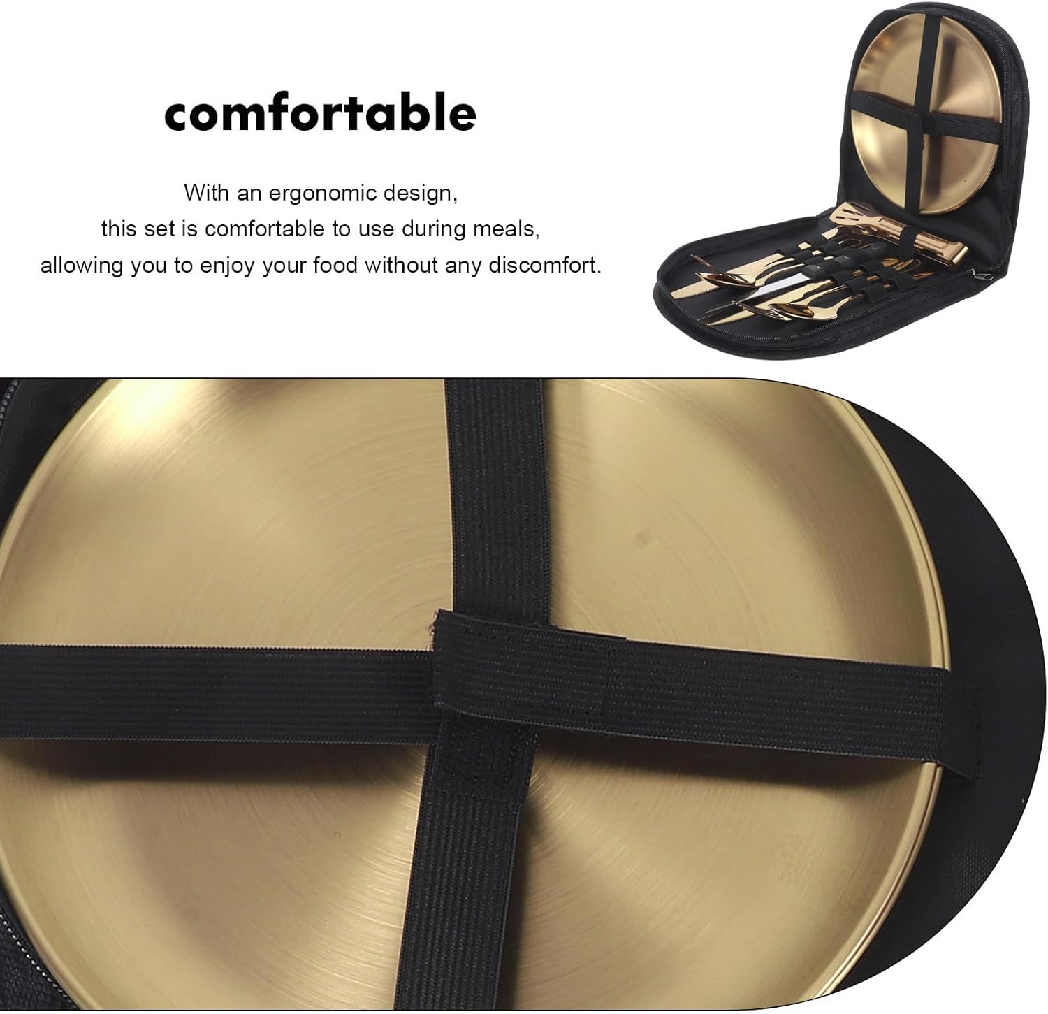 Lurrose Stainless Steel Camping Cutlery Set with Case, 10pcs Portable Outdoor Flatware Kit Including Fork, Knife, Spoon for Hiking, Picnic, Travel, Sturdy Camp Tableware