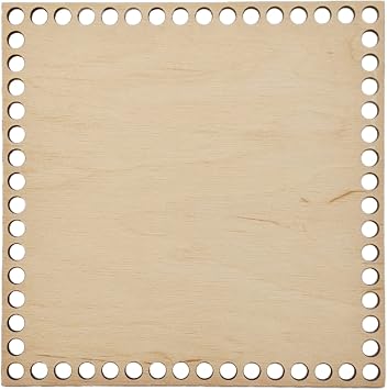 Wooden Bottom for Crochet Baskets, Square 7.8 in / 20 cm, Crochet Basket Wood Base to Crochet with T-Shirt Yarn, Weaving Supplies and Home Decor Craft