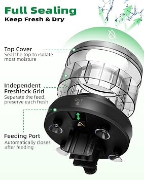 Papettly Automatic Fish Feeder for Aquarium - Rechargable Auto Food Dispenser for Tank with USB Cable & LCD Display, Timer Turtle Feeder for Weekend Holiday with Feeder Spoon